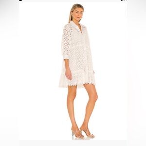 Sundress White Eyelet Button-Up Dress